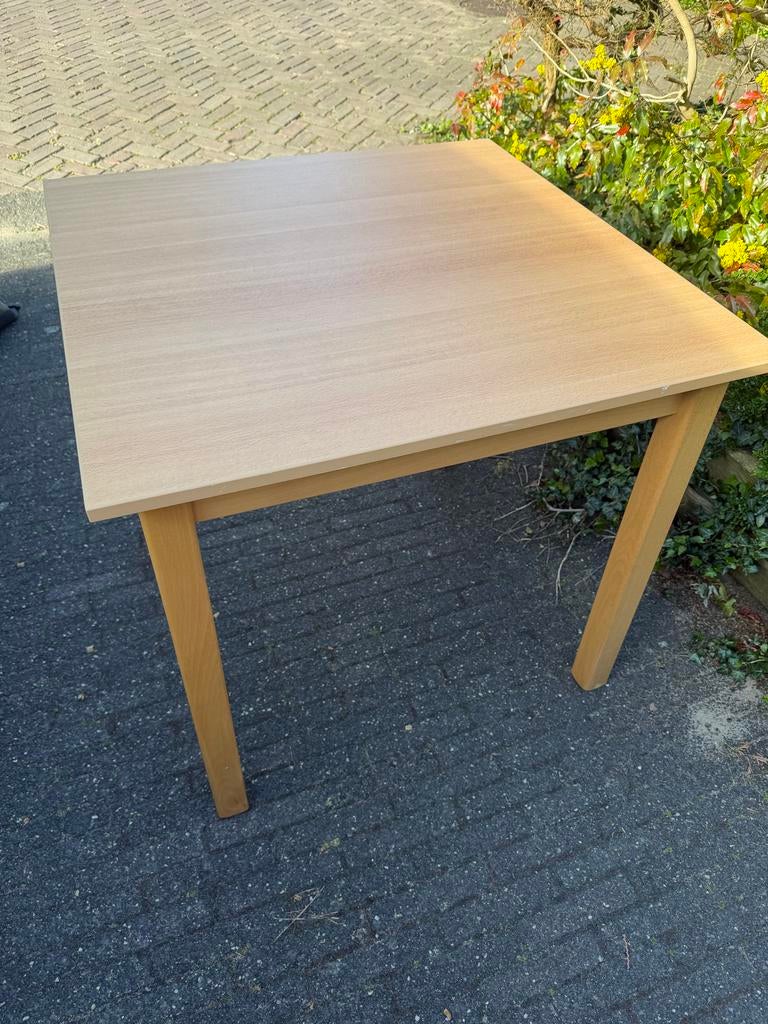 Houten tafel 80x80 cm, Ophalen, Gebruikt, Vierkant, Tot twee personen
