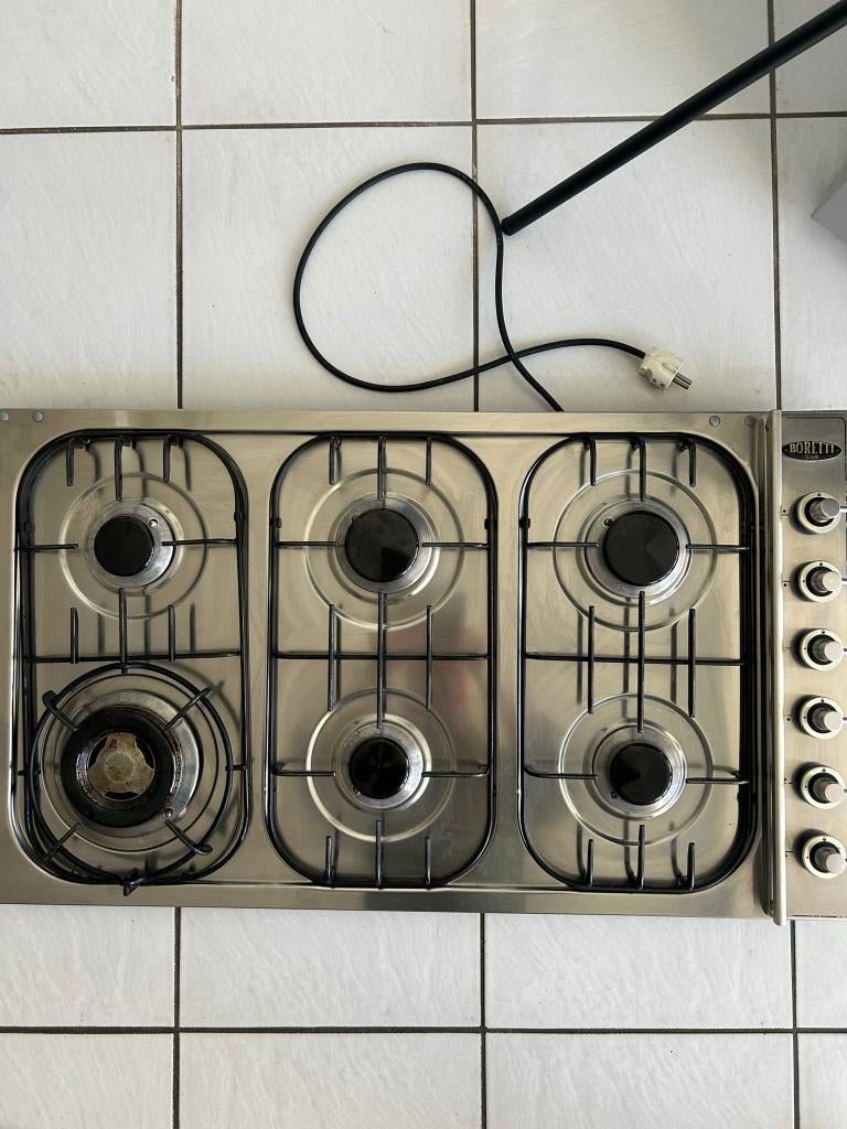 Boretti kookplaat 90 cm 6 pits, Ophalen, Gebruikt, Inbouw, Gas