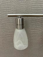 Hanglamp rvs - 5 melkglas kapjes, Ophalen of Verzenden, Zo goed als nieuw, Metaal, Modern