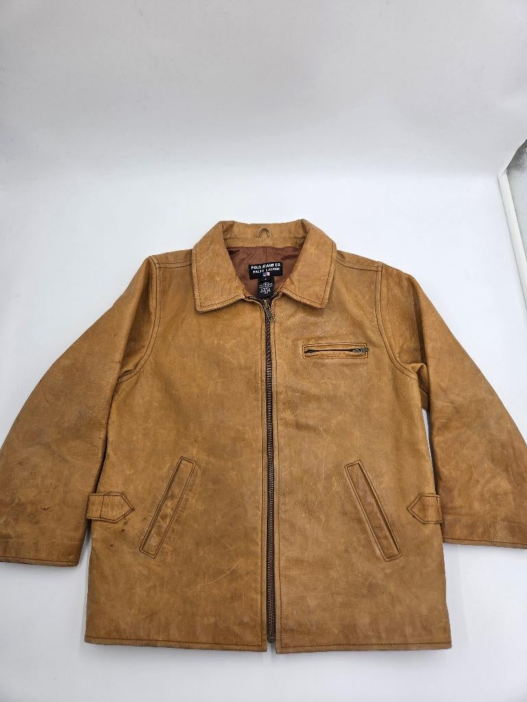 Polo Ralph Lauren leren jas bruin | maat 6 | 100% leer, Kinderen en Baby's, Kinderkleding | Maat 122, Gebruikt, Jongen of Meisje