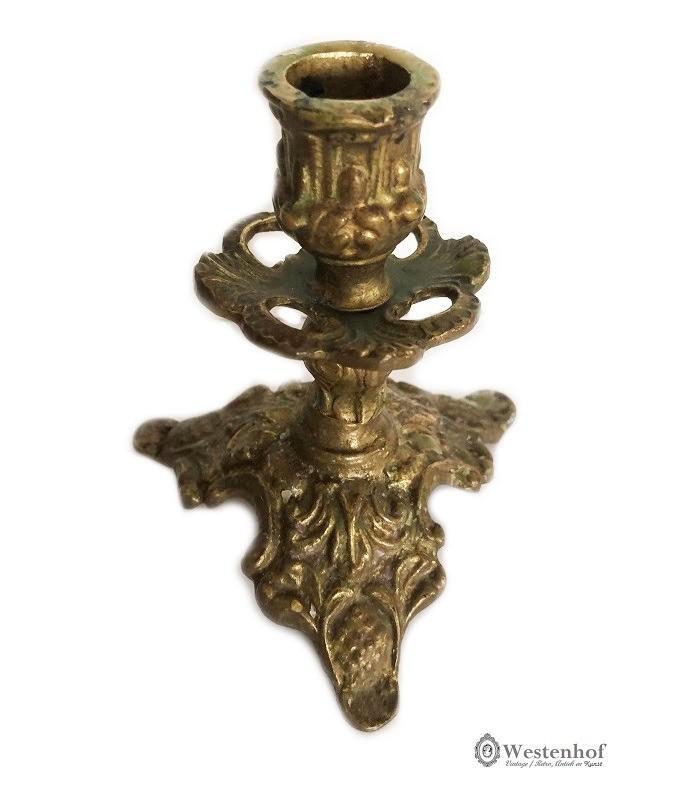 Antiek brocante kandelaar koper barok - goud, Antiek en Kunst, Antiek | Kandelaars, Koper of Brons, Ophalen of Verzenden