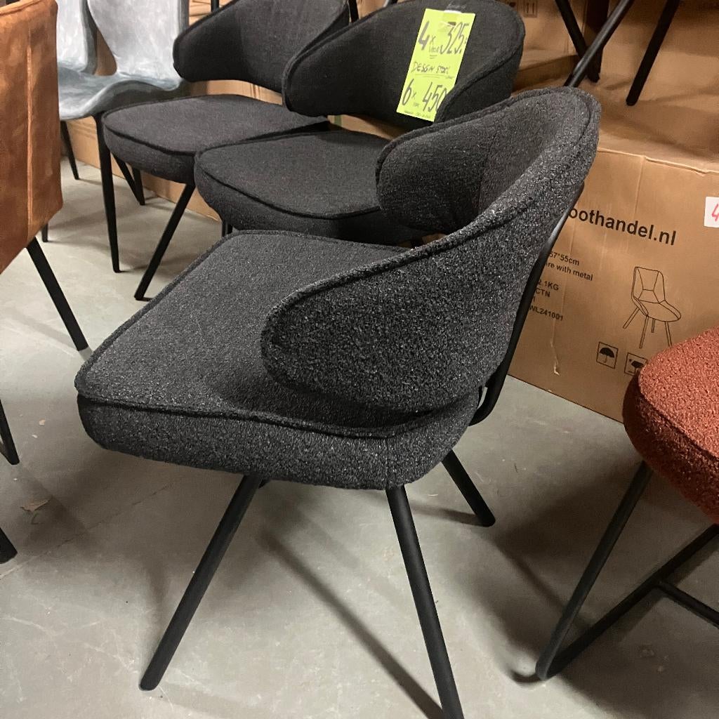 4 of 6 nieuwe design stoelen nu 75 euro p.st, Huis en Inrichting, Stoelen, Ophalen, Overige kleuren, Nieuw, Stof