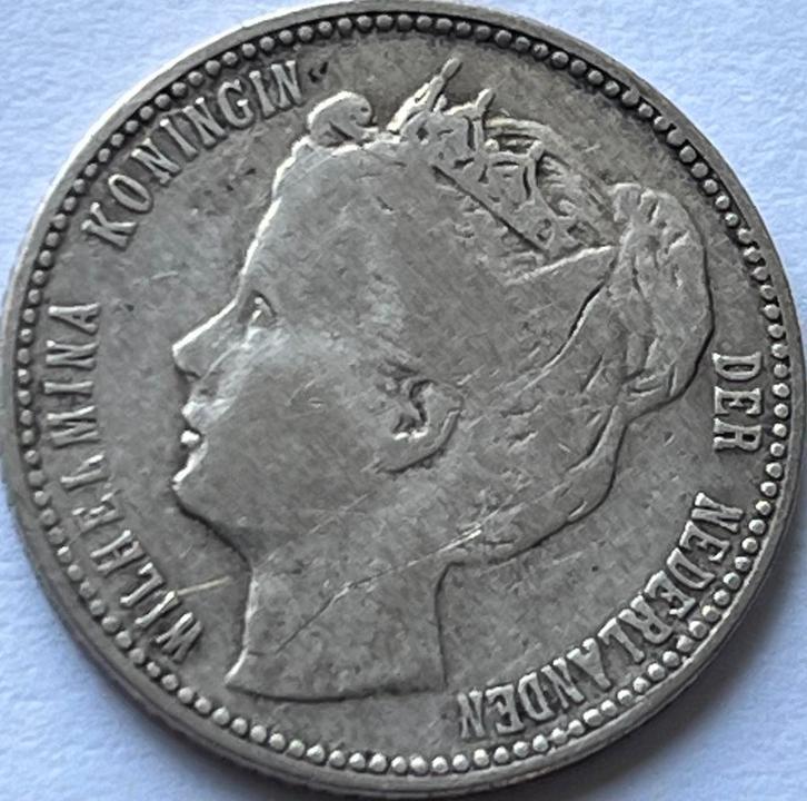 Schaars kwartje 1898, Postzegels en Munten, Munten | Nederland, Losse munt, 10 cent, Koningin Wilhelmina, Zilver, Ophalen of Verzenden
