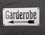 Emaille bordje Garderobe <---, Ophalen of Verzenden