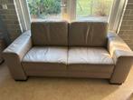 Beige leren 2-zits bank - gratis af te halen!, Ophalen, Gebruikt, 150 tot 200 cm, Tweepersoons