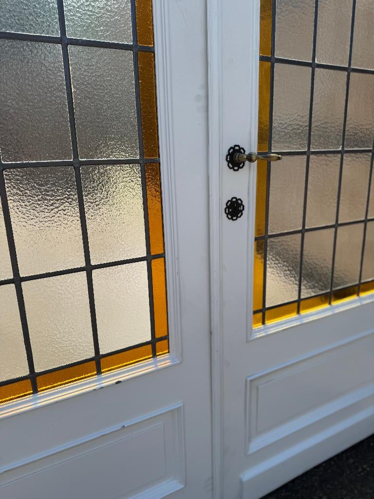Set openslaande deuren met glas in lood 201x168cm., Ophalen