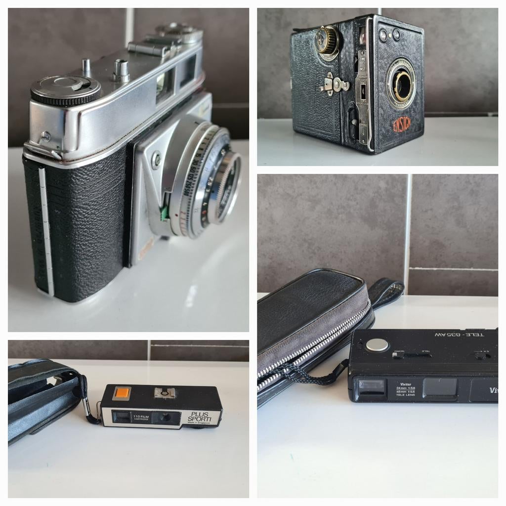 Verzameling analoge camera's uit de jaren 20, 50, 70 en 80, Ophalen of Verzenden, 1940 tot 1960, Fototoestel