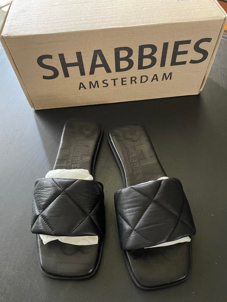 Shabbies lederen slippers nieuw, blauw leder, Kleding | Dames, Schoenen, Verzenden, Nieuw, Blauw, Slippers