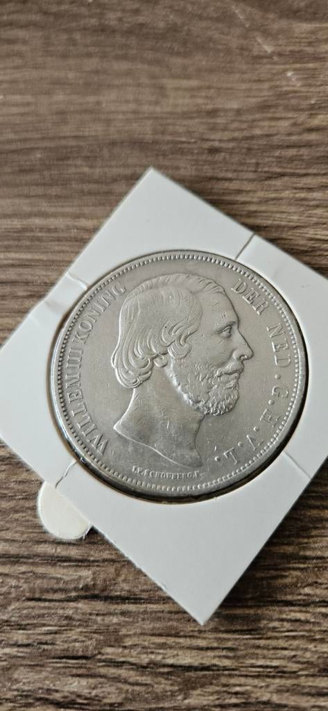 Zilveren rijksdaalder 1874 Willem lll klaverblad zwaard, Postzegels en Munten, Munten | Nederland, Koning Willem III, Zilver, Ophalen of Verzenden