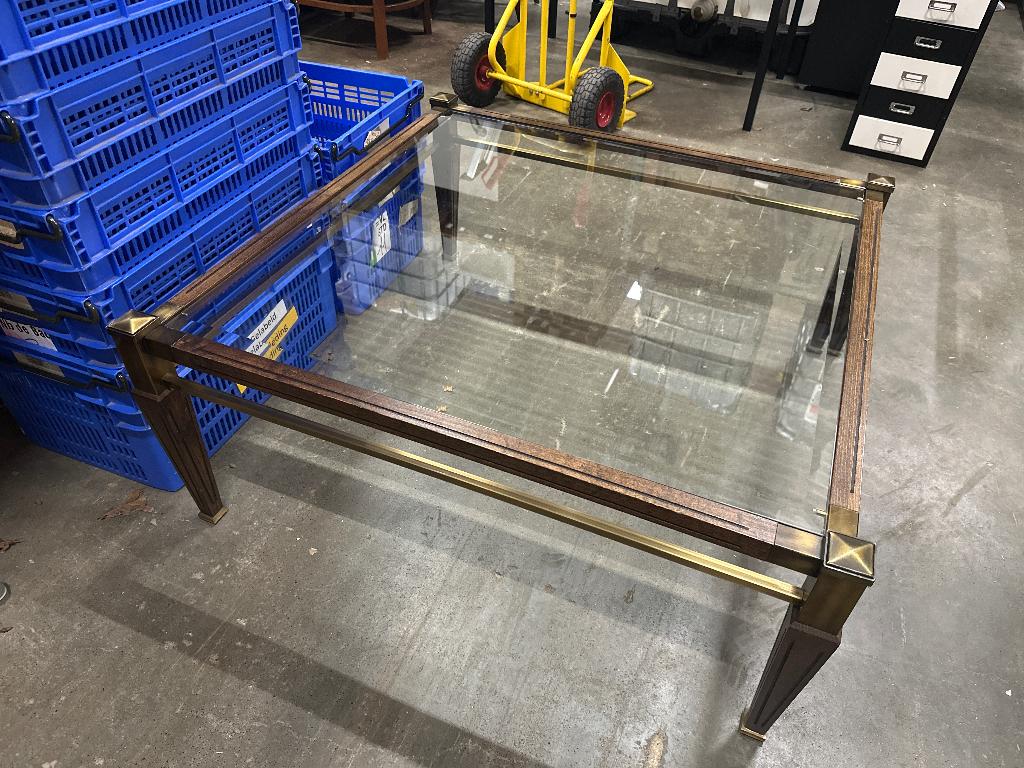 Salontafel glas messing WD-028 MP242, Huis en Inrichting, Tafels | Salontafels, Ophalen, 100 tot 150 cm, Vierkant, 50 tot 100 cm