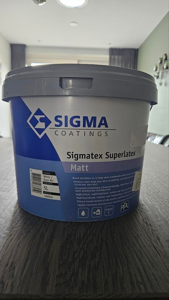 Sigmatex Superlatex Matt (5L) - Wit/Basis Wn, 5 tot 10 liter, Wit, Nieuw, Ophalen of Verzenden