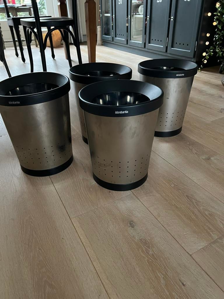 Brabantia 12 liter vuilnisbak, prullenbak 4 stuks., Ophalen, Gebruikt, Metaal, Minder dan 50 cm