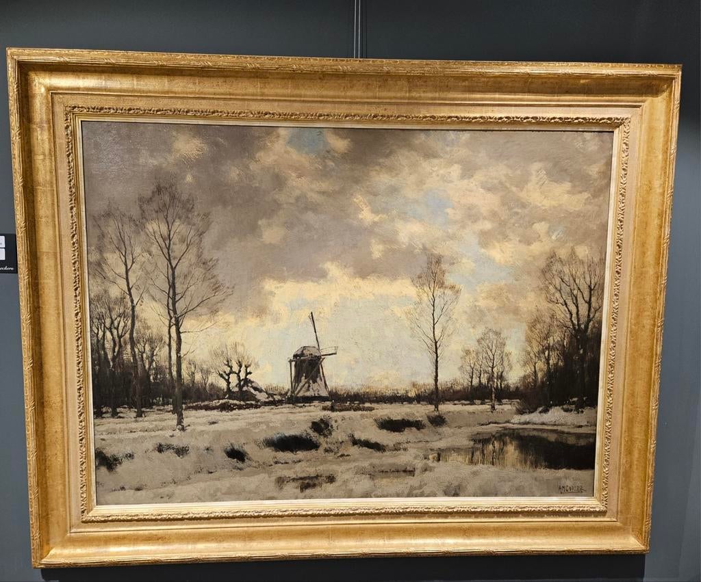 Schilderij A.M. Gorter (1866-1933) met echt gouden lijst!!!, Ophalen