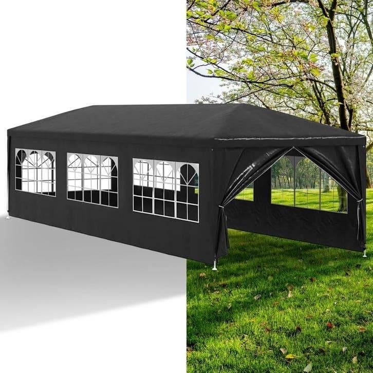 Partytent, Paviljoen, 3x9, opvouwbaar, Met Zijwanden, Zwart, Tuin en Terras, Partytenten, Opvouwbaar, Partytent, Minder dan 4 meter