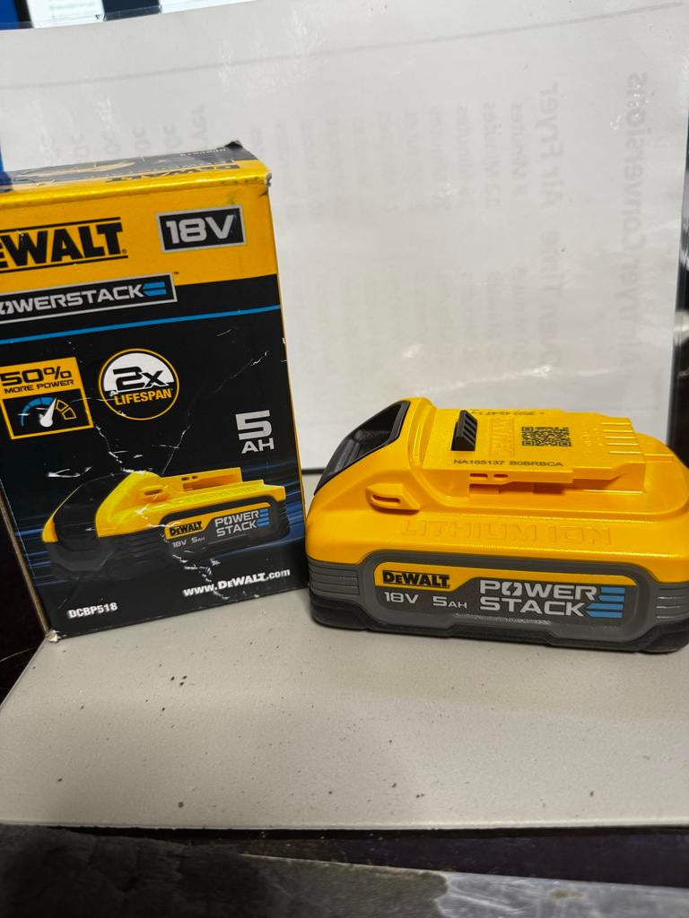 DeWalt Powerstack 18V - 5 AH DCBP518 Accu Nieuw, Ophalen of Verzenden, Nieuw, Overige typen