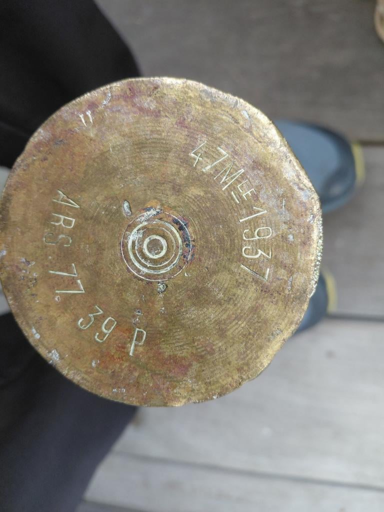 Grote antieke messing granaathuls 1937, Verzamelen, Ophalen of Verzenden, Duitsland, Hulzen of Bodemvondsten