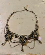 Mexx vintage kralen ketting halsketting choker zilver zwart, Overige materialen, Verstelbaar, Zwart, Ophalen of Verzenden