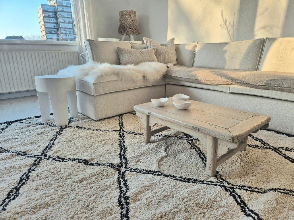 Oude elmhout bijzettafel - salontafel Woontheater Japandi, Antiek en Kunst, Ophalen