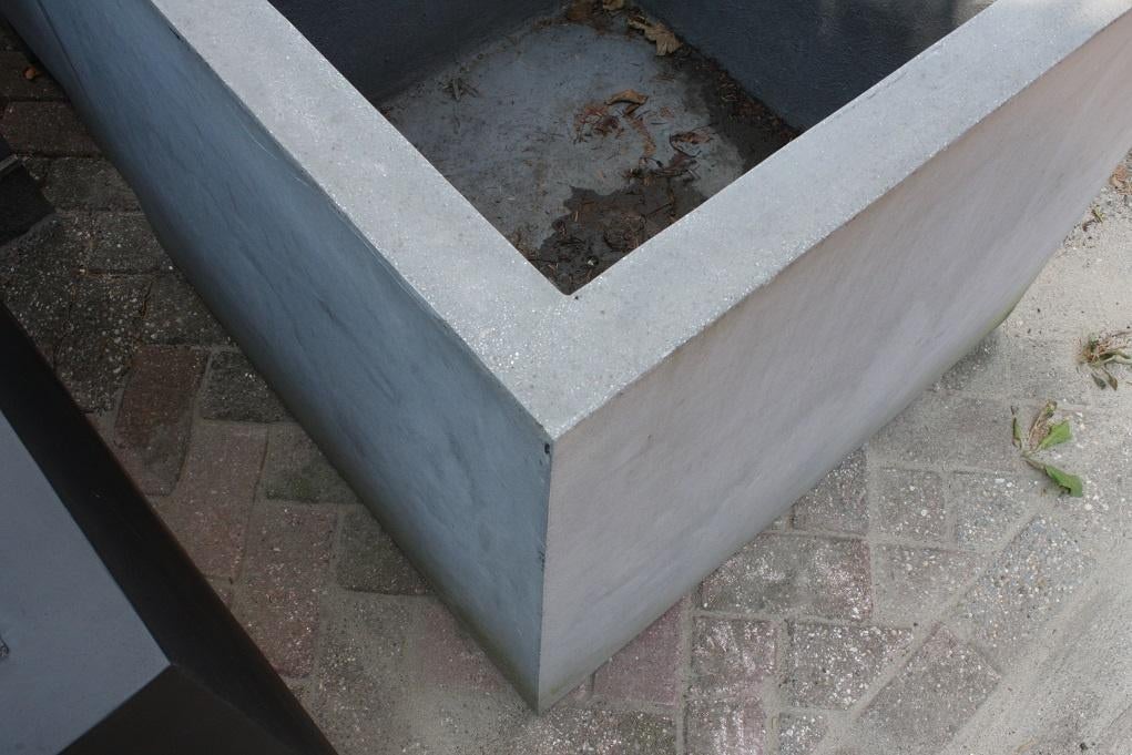 Grote grijze vierkante bloempot bloembak Fiberstone 82x82, Ophalen, Overige materialen, Gebruikt, 40 cm of meer