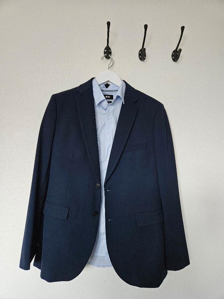 WE fashion donkerblauw pak, Kleding | Heren, Kostuums en Colberts, Zo goed als nieuw, Maat 48/50 (M), Blauw, Ophalen of Verzenden