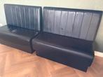 Gratis ophalen 2 zwarte horeca bankjes, Ophalen, Gebruikt, Eikenhout, 200 cm of meer
