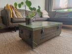Vintage munitiekist salontafel, Ophalen, Gebruikt, 50 tot 100 cm, 50 tot 100 cm