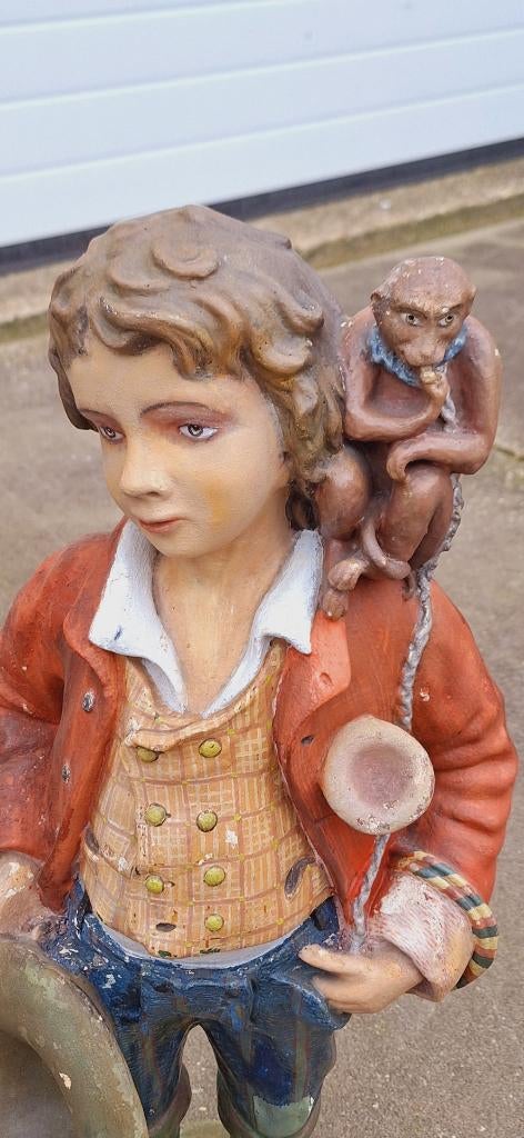 Vintage gispen beeld zigeuner-, kermis-, draaiorgel jongen., Antiek en Kunst, Ophalen