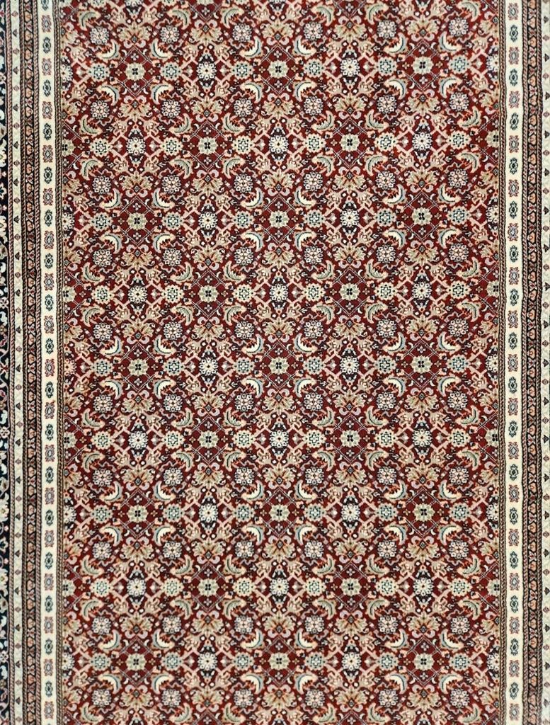 Vintage oosters wol vloerkleed floral Diamond red 200x303cm, Crème, 200 cm of meer, Ophalen of Verzenden, Zo goed als nieuw