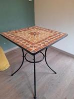Gietijzeren tafel met mozaïek blad, Ophalen, Gebruikt, 50 tot 100 cm, Overige materialen