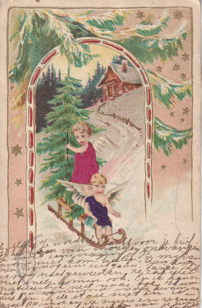 Kerstkaart 1921, Ophalen of Verzenden, 1920 tot 1940, Gelopen, Feest(dag)