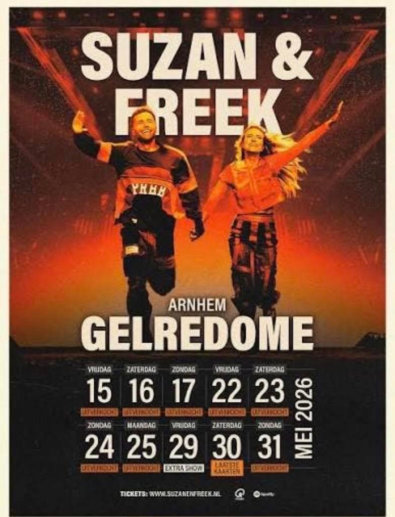 Suzan & Freek staplaats 29 mei, Tickets en Kaartjes, Eén persoon, Mei