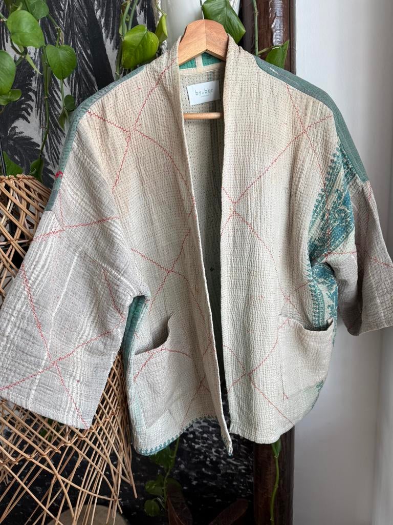 Handgemaakt By-bar antic Kantha jasje vest kimono, Verzenden, Zo goed als nieuw
