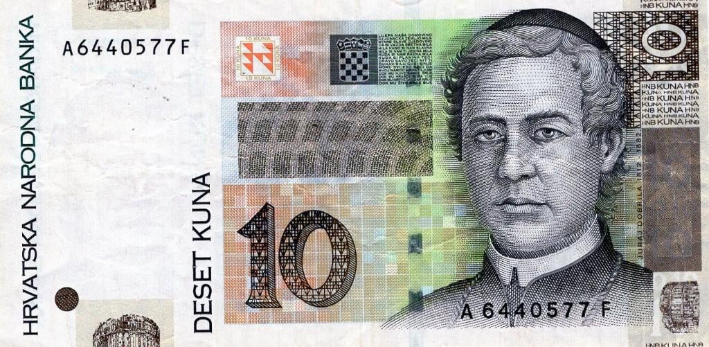 Bankbiljet:  Kroatië, 10 Kuna, 2001, Verzenden, Overige landen, Los biljet
