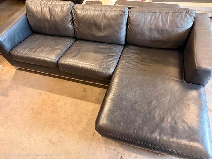 Machalke leren hoekbank, Huis en Inrichting, Banken | Complete zithoeken, Gebruikt, Ophalen