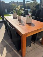 Massief houten tuinset met 6 stoelen, Tuin en Terras, Tuinsets en Loungesets, Ophalen, Gebruikt, Eettafel, 6 zitplaatsen
