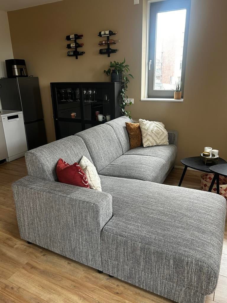 Leen Bakker grijze hoekbank - Aberdeen, Huis en Inrichting, Ophalen, Driepersoons, Zo goed als nieuw, 200 tot 250 cm