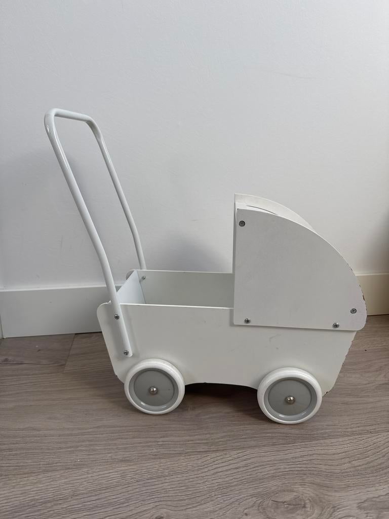 Houten speelgoed kinderwagen, Kinderen en Baby's, Speelgoed | Poppen, Ophalen, Gebruikt, Overige typen