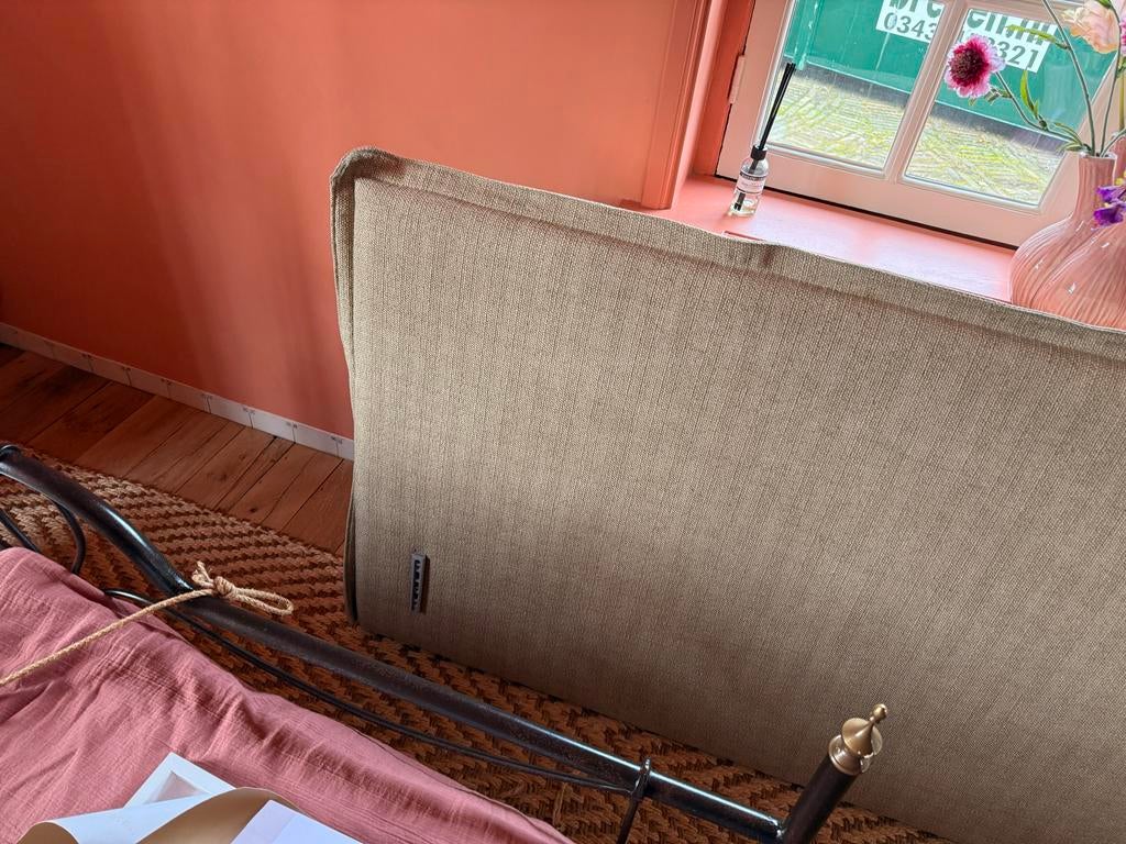 Hoofdbord bed / headboard, Ophalen, Gebruikt, Beige, Tweepersoons