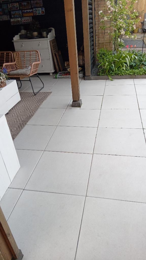 Tuintegels 60x60 wit/grijs, Ophalen, Gebruikt, Beton, Gecoat