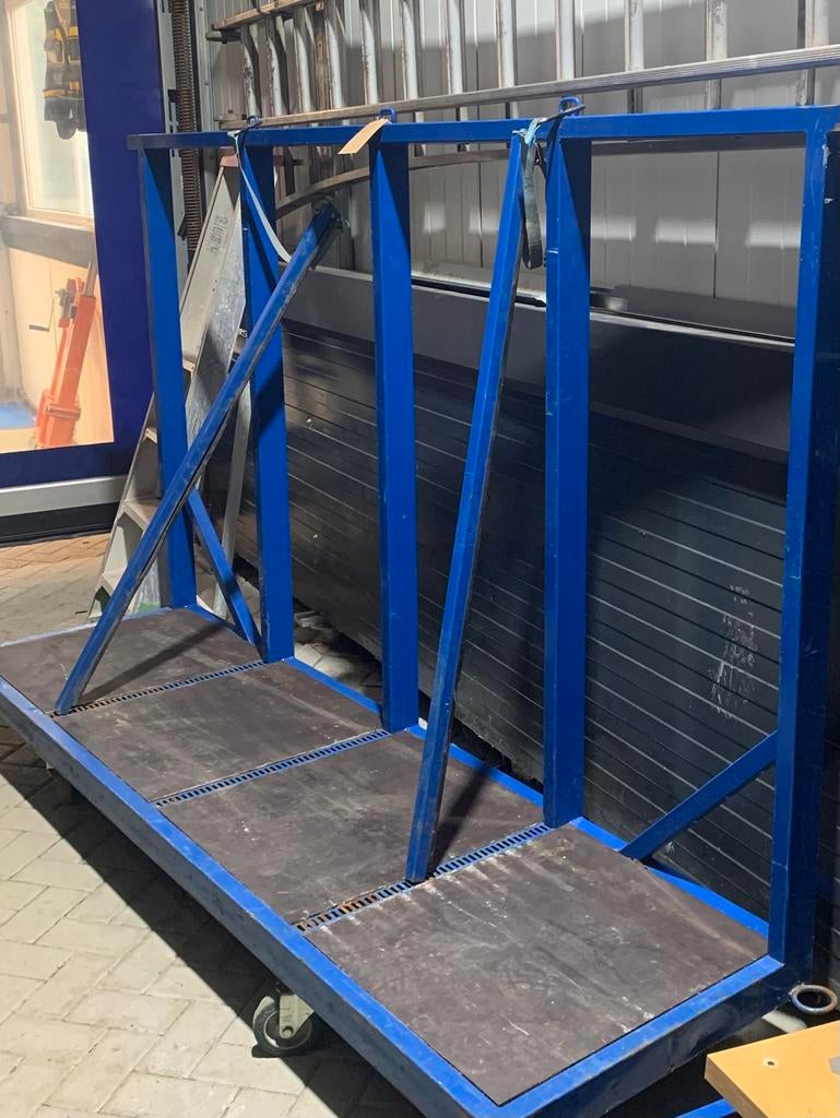 2x grote platenwagen / Glaskar met hijsogen, Doe-het-zelf en Verbouw, Transportwagens, Ophalen, Zo goed als nieuw