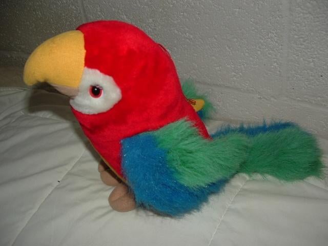 FANCY TOYS PAPEGAAI VOGEL PLUCHE ROOD/ORANJE MET, Ophalen of Verzenden, Nieuw, Overige typen