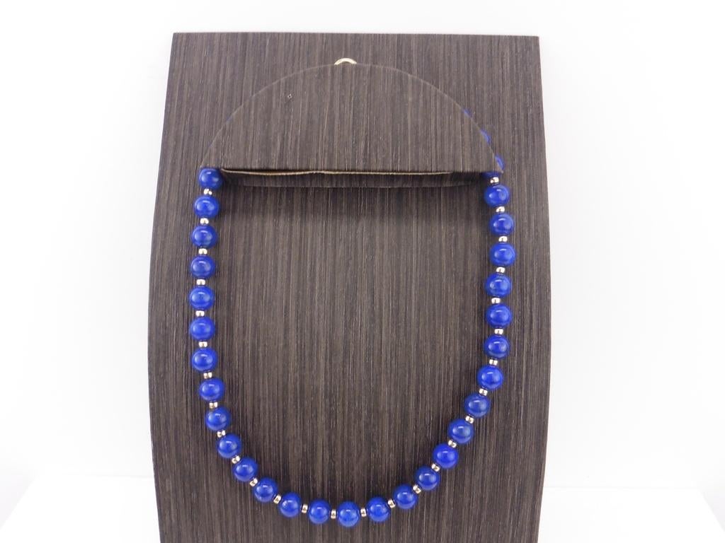Lapis Lazuli collier met gouden slot en bolletjes         D1, Gebruikt, Blauw, ., Ophalen of Verzenden