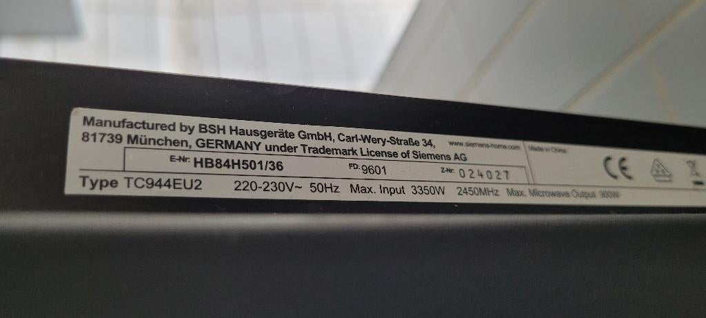 Siemens combi magnetron, Gebruikt, Inbouw, Draaiplateau, 45 tot 60 cm