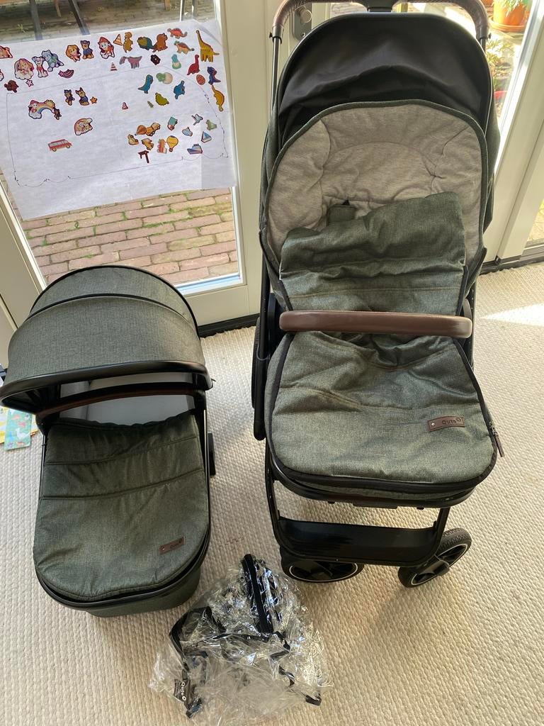 Qute kinderwagen met reiswieg groen, Gebruikt, Combiwagen, Met reiswieg, Ophalen