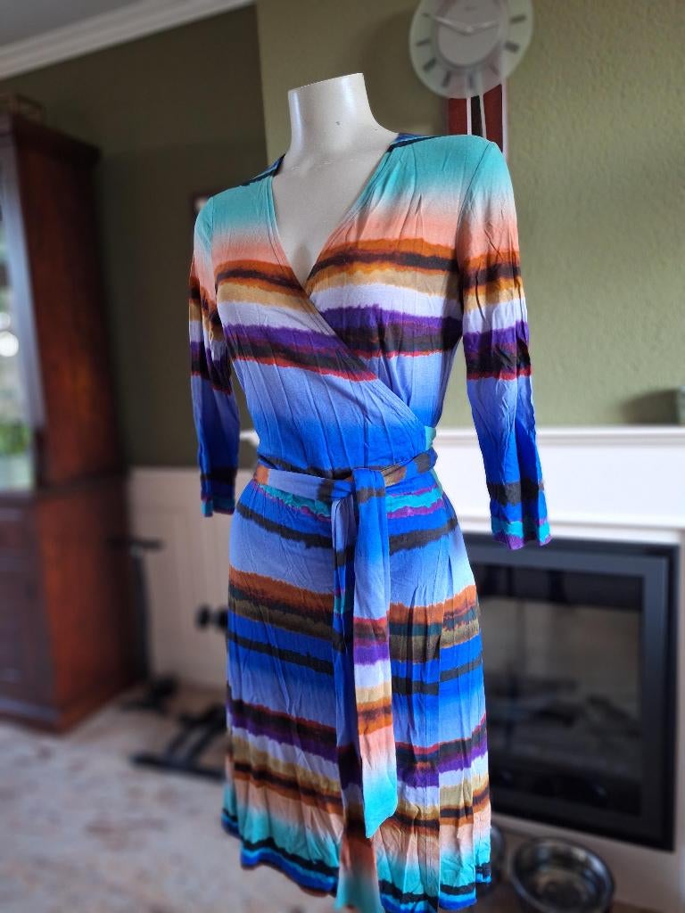 Caroline Biss kleurrijke wikkel jurk 44, Overige kleuren, Verzenden, Maat 42/44 (L), Knielengte