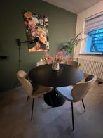 Ronde zwarte eettafel, Gebruikt, 100 tot 150 cm, Rond, Ophalen of Verzenden