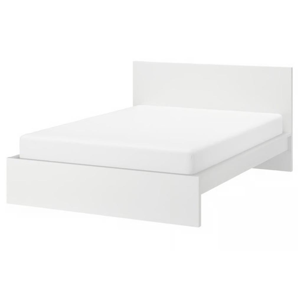 Tweepersoons Ikea bedframe MALM, Ophalen, Overige materialen, Gebruikt, Wit