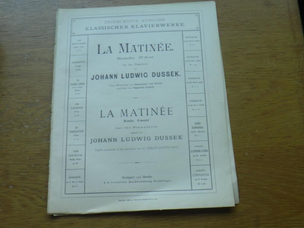 Dussek - la matinée - voor piano, Gebruikt, Klassiek, Ophalen of Verzenden, Artiest of Componist