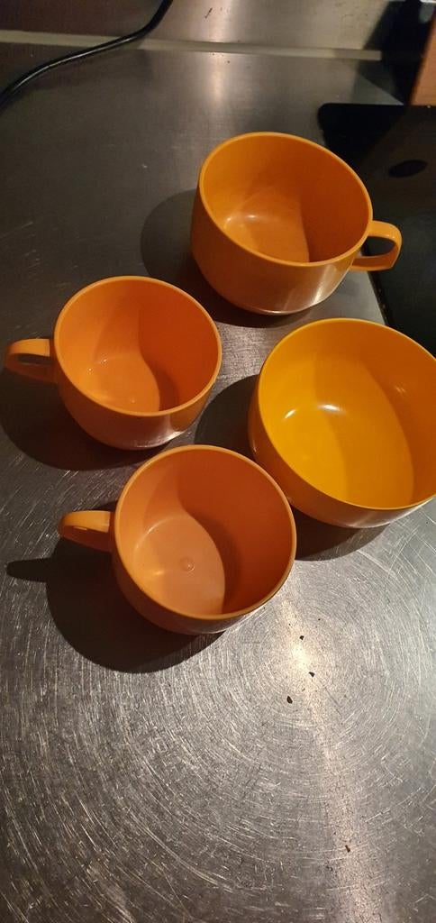 Geel retro Mepal bekers en kommen set, Ophalen of Verzenden, Gebruikt