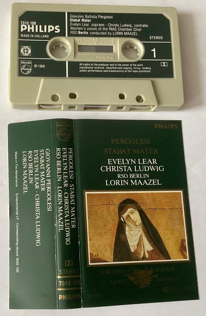 Pergolesi Stabat Mater Lear Maazel MC, Gebruikt, Klassiek, 1 bandje, Ophalen of Verzenden